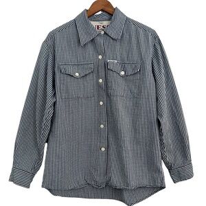 Vintage 90’s Guess Women’s Checkered Plaid Western Rodeo Button Down Shirt L USA